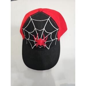 Spider-Man Youth Strapback Hat Red Black Cobweb Adjustable Embroidered Spider